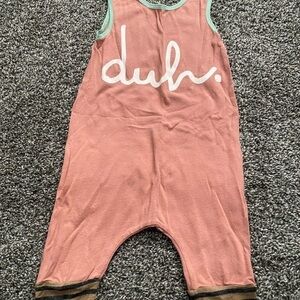 Rags to Raches Pink Bodysuit with 'duh.' Print